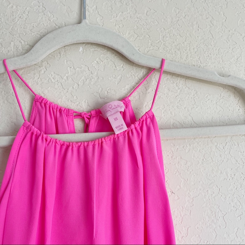 Lilly Pulitzer Sleeveless Silk Pink Tank Halter Groovy Millie - Picture 2 of 4